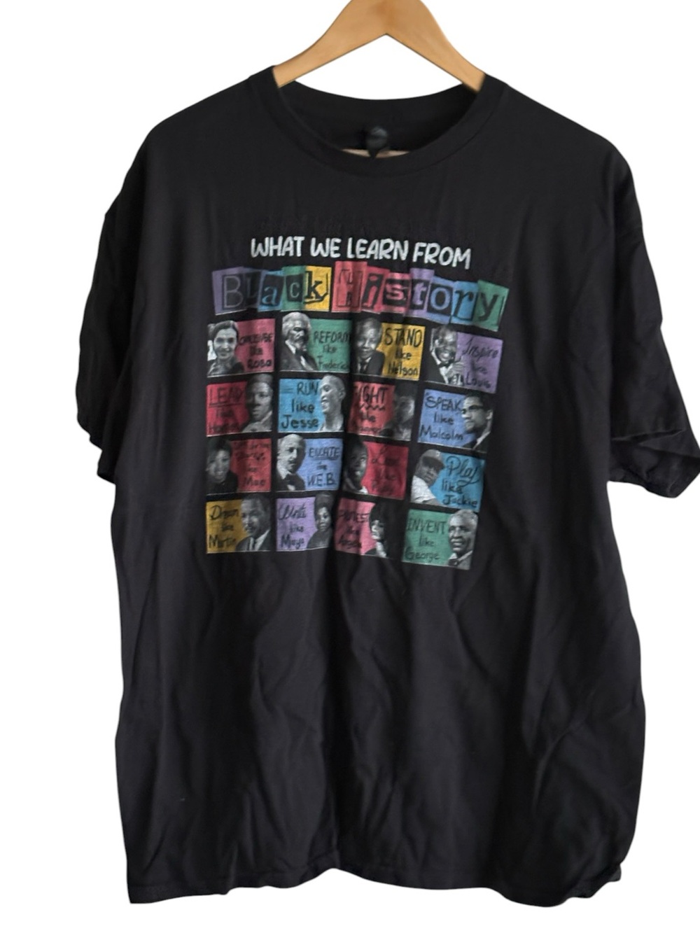 What We Learn From Black History Graphic Tee Shirt Size XL Civil Rights Gildan